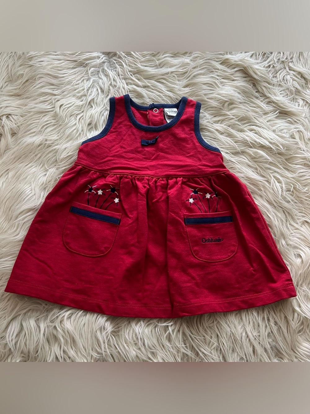 Vintage Y2K Carters Red Firework Tank Dress Embroidered July 4th 6-9 Months